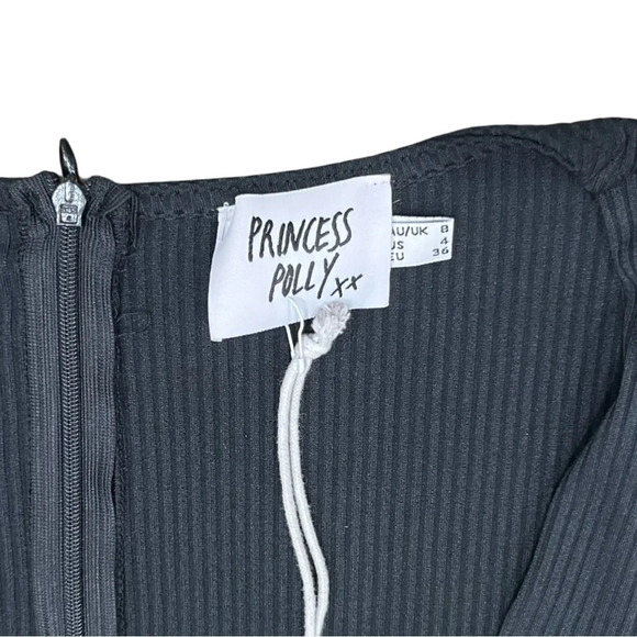 NWOT Princess Polly Sara Ribbed Bodycon Romper Black US Size 4 - Picture 11 of 14